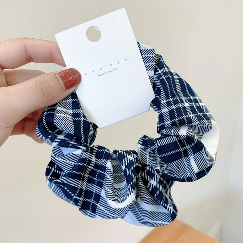 Dây buộc tóc họa tiết sọc caro thời trang retro Hàn Quốc