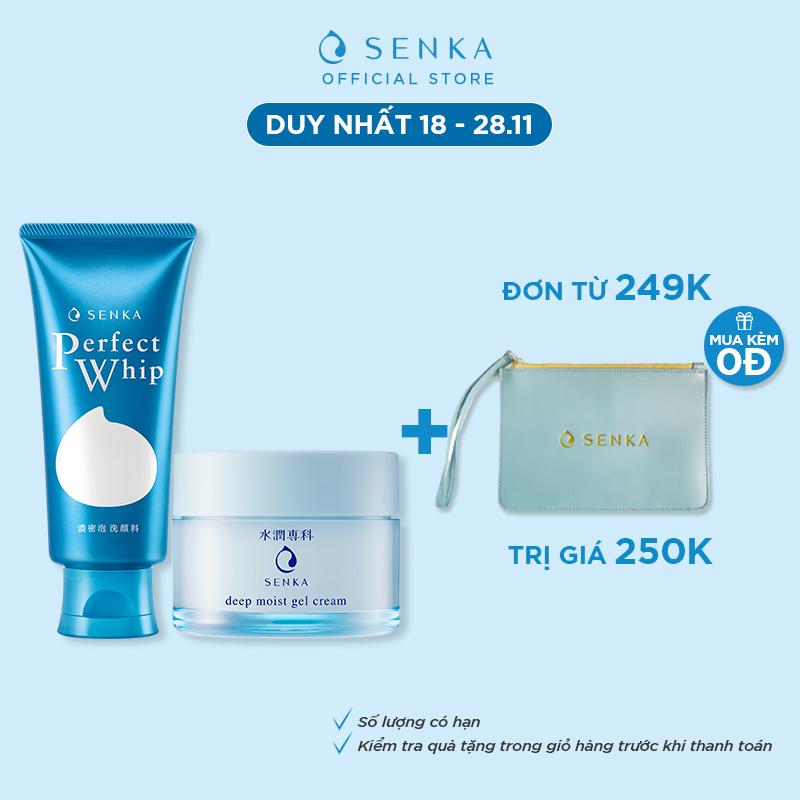 Bộ đôi Sạch sâu - Cấp ẩm 24H (Sữa rửa mặt Senka Perfect Whip 120g và Mặt nạ ngủ Senka Deep moist Gel Cream 50g) | BigBuy360 - bigbuy360.vn