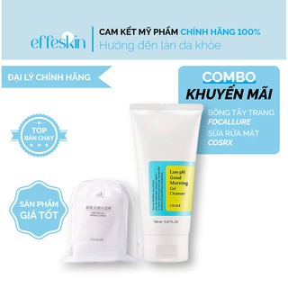 Combo Gel Rửa Mặt Tràm Trà BHA COSRX 150ml và Bông cotton tẩy trang FOCALLURE EFFESKIN