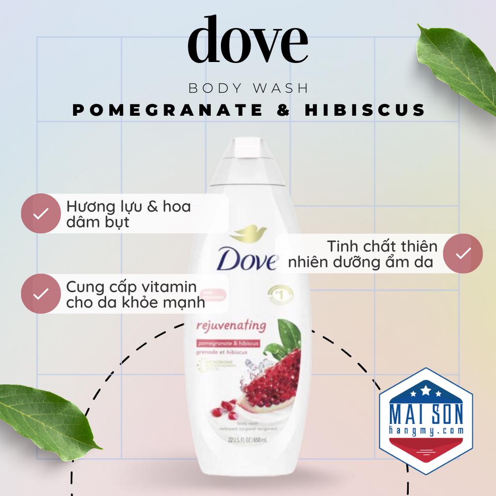 SỮA TẮM DƯỠNG ẨM DOVE HƯƠNG LỰU & HOA DÂM BỤT REJUVENATING  - Hàng Nhập USA Chính Hãng