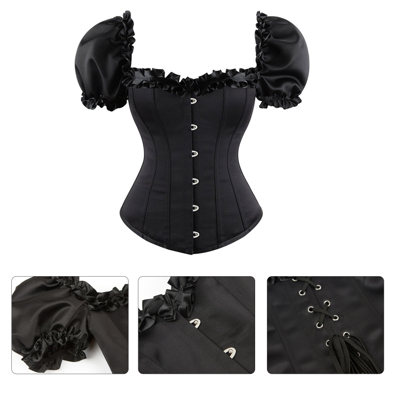 Áo Croptop Tay Ngắn Màu Đen Phong Cách Vintage Cho Nữ