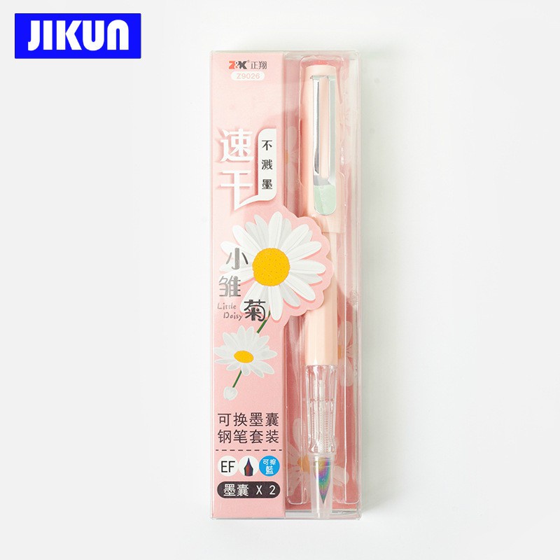 Bộ Bút Máy Thư Pháp Jikkon EF Ngòi EF Khô Nhanh Kèm Ruột Bút Màu Xanh Dương Dùng Một Lần Z9026