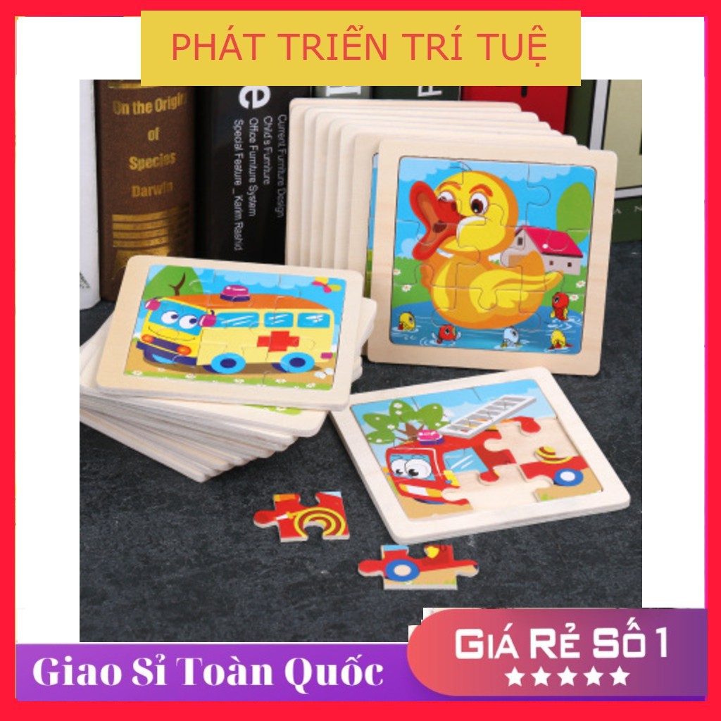 Đồ chơi xếp hình Gỗ 9 Miếng Thông Minh Cho Bé (Đồ Chơi Montessori)