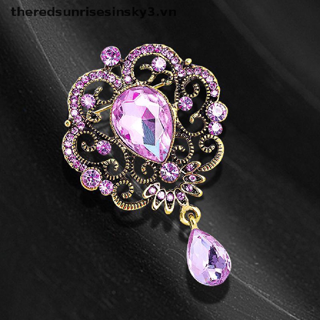 Ghim Cài Áo Hình Giọt Nước Đính Đá Sang Trọng Cho Nữ