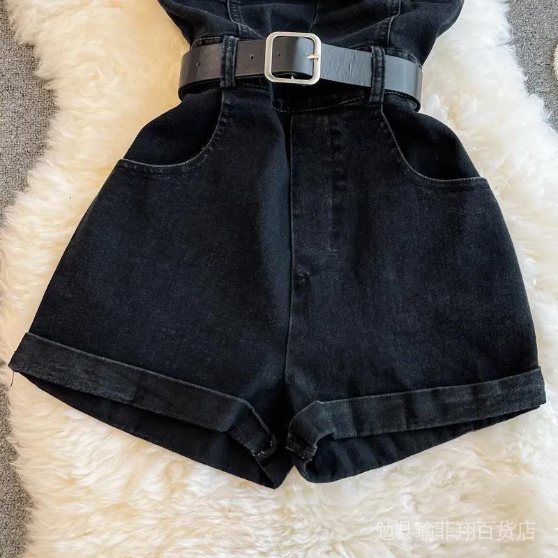 Jumpsuit Denim Ống Rộng Phong Cách Hong Kong Thời Trang Mùa Hè Cho Nữ eVJ7 | BigBuy360 - bigbuy360.vn