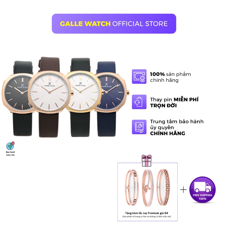 Đồng hồ nữ Daniel Klein Watch DK.1.12654 mặt nhỏ kính cứng chống xước, chống nước, dây da đeo tay cao cấp chính hãng