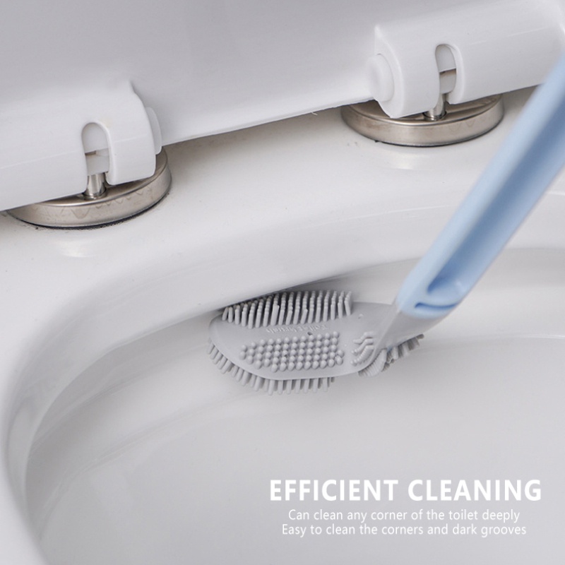 Cọ Vệ Sinh Toilet Cán Dài Bằng Silicon Màu Đen Kèm Giá Đỡ Tiện Dụng