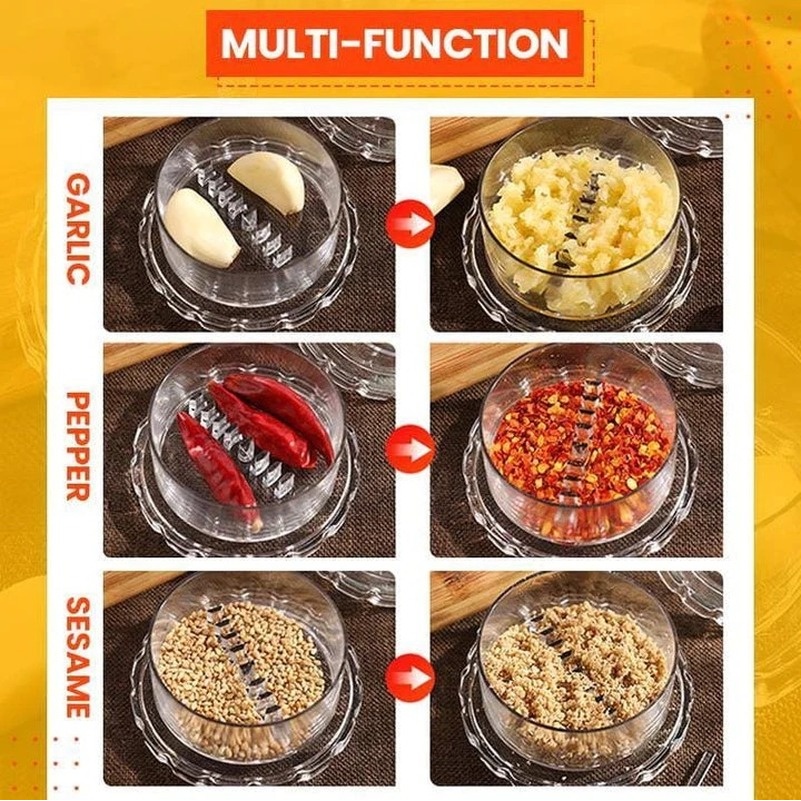 Dụng Cụ Nghiền Tỏi Gừng Bằng Nhựa PP Tròn Trong Suốt Có Thể Xoay Được Tiện Dụng