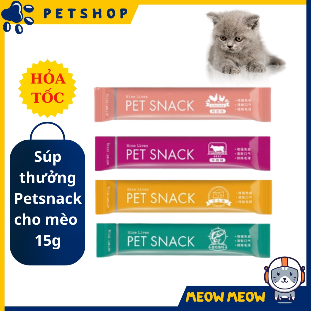 Súp thưởng cho mèo Petsnack - Shizuka giá rẻ | Thanh 15g | Súp thưởng dinh dưỡng cho mèo - snack cho mèo.