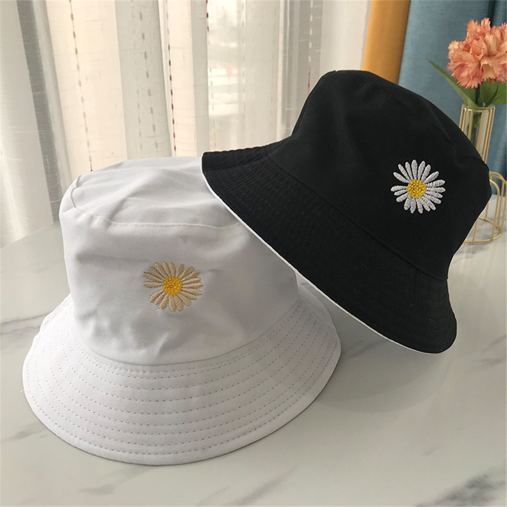 🎉ONLY🎉 Fashion Double-Sided Bucket Hat Women Men Sun Hat Daisies Fisherman Cap Outdoor Sunscreen Summer Casual Cotton Foldable