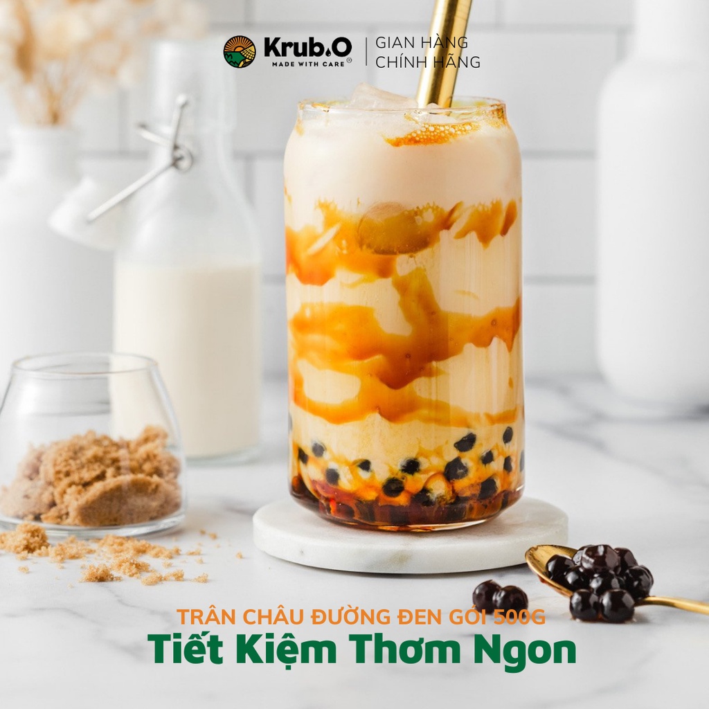 Trân Châu Đen Krub.O Cao Cấp Túi 1kg - Topping Trà sữa, Chè, Món Tráng Miệng từ nông sản thuần Việt thơm ngon, an toàn