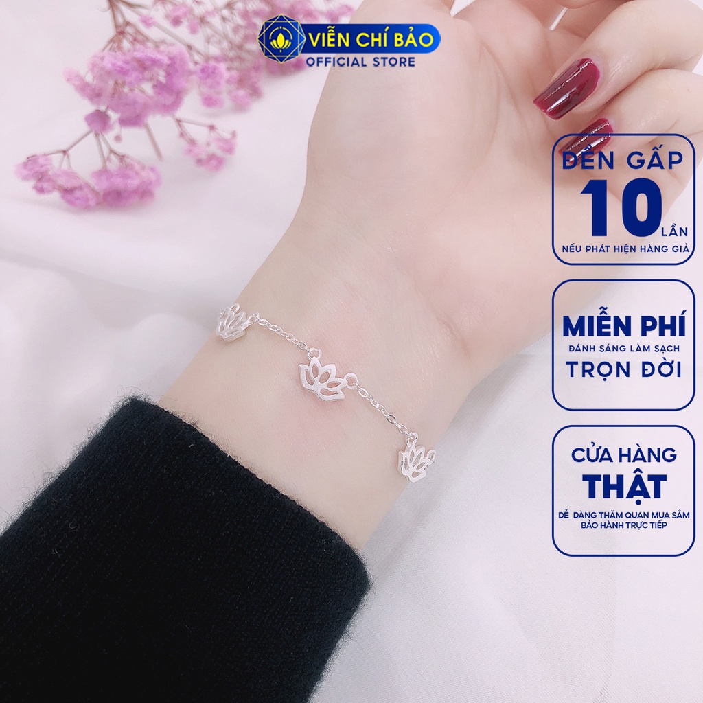Lắc tay bạc nữ Hoa Sen chất liệu  bạc 925 Liên Hoa thời trang phụ kiện trang sức nữ Viễn Chí Bảo L400677