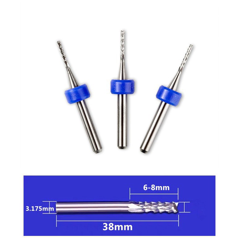 Bộ 10 mũi phay mạch CNC 0.6mm-2.0mm