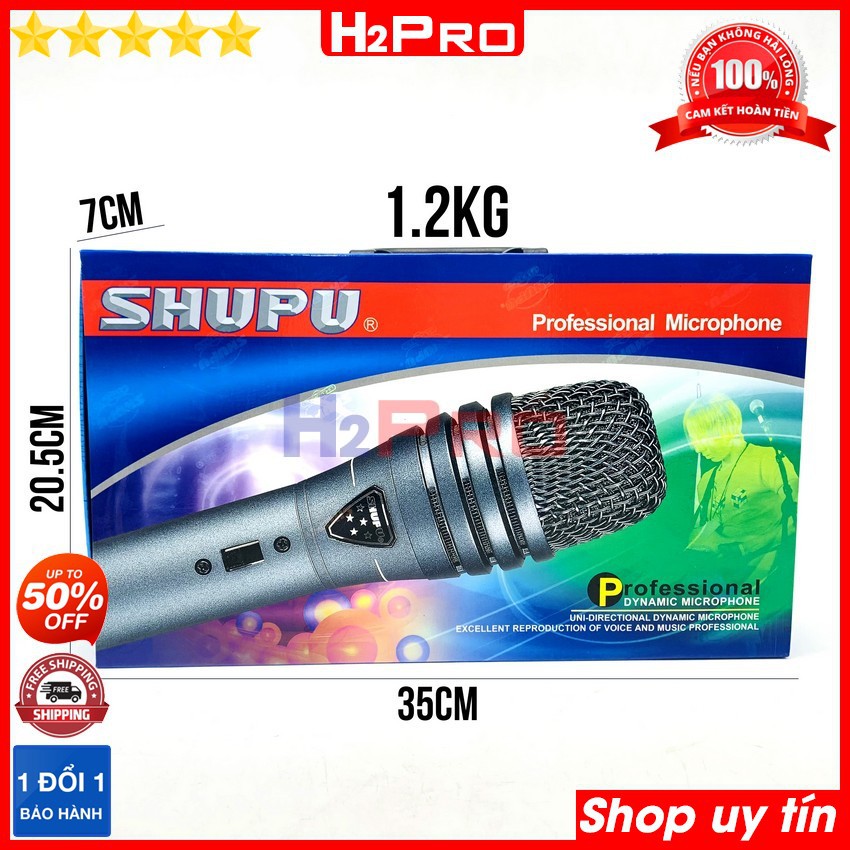 Micro hát karaoke có dây SHUPU SM8000 H2Pro chính hãng, micro karaoke cao cấp chống hú-hát nhẹ-tiếng sáng-dây dài 6m