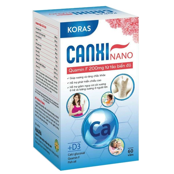 Koras Canxi Nano - Hỗ trợ bổ sung canxi, vitamin D3 cho cơ thể cho phụ nữ mang thai (60 viên)