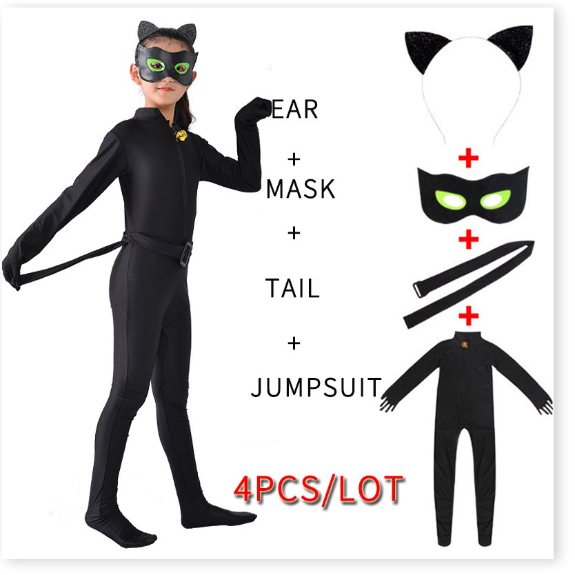 Bọ rùa Reddy trang phục quần bó trẻ em gái Halloween anime trang phục mèo đen Noel chương trình biểu diễn quần áo