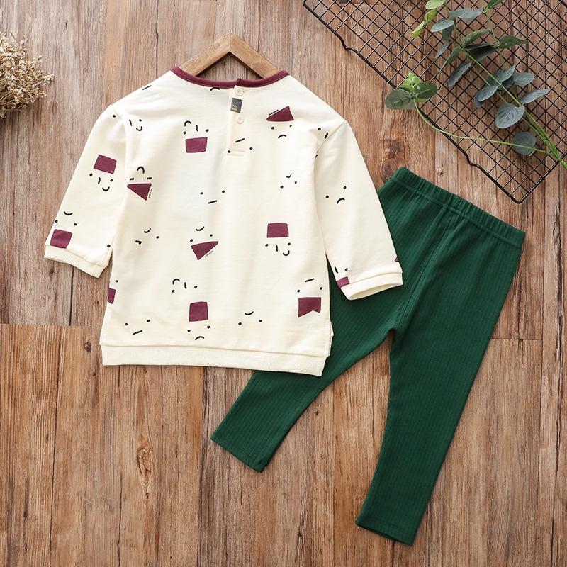 Bộ bé trai & bé gái trắng hình học moimojn