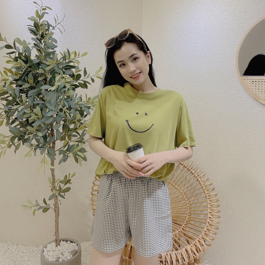 Set đồ bộ nữ áo thun freesize phối quần đùi caro chất cotton xuất xịn đồ bộ mặc nhà thương hiệu FM STYLE 2107DBU5362002