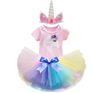 Set Trang Phục NNJXD Gồm Áo Liền Quần Tay Ngắn Và Váy Màu Sắc Dễ Thương Cho Bé Gái