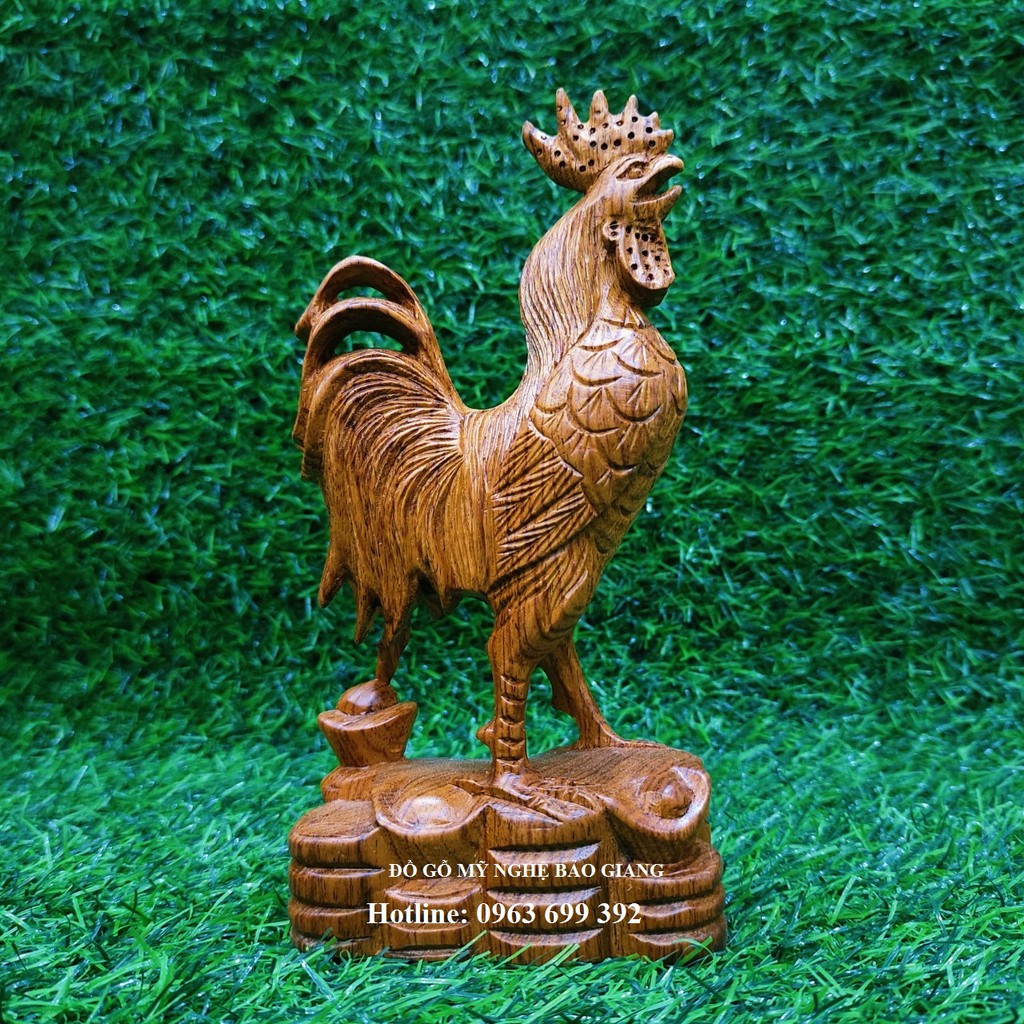 Tượng con gà trống gỗ hương cao 20 cm