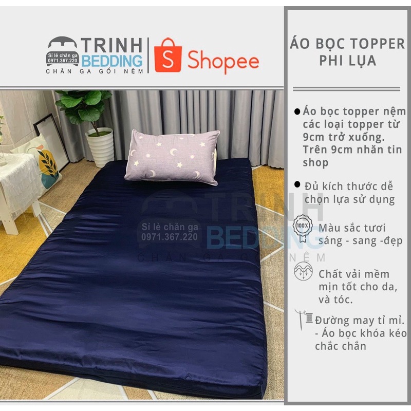 Áo bảo Vệ/ Bọc Nệm TOPPER 2 MẶT SIÊU MÁT VẢi PHI LỤA MÁT MỊN TrinhBedding