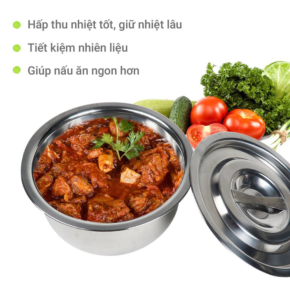 BỘ NỒI INOX 3 MÓN KHÔNG QUAI 2 ĐÁY