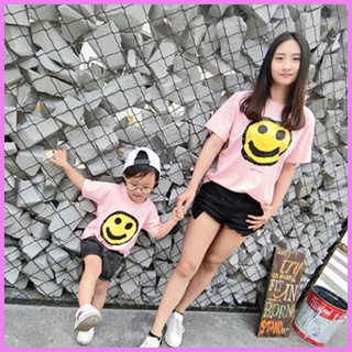 Áo Thun Mẹ Bé Màu Trắng In Icon Vui Vẻ