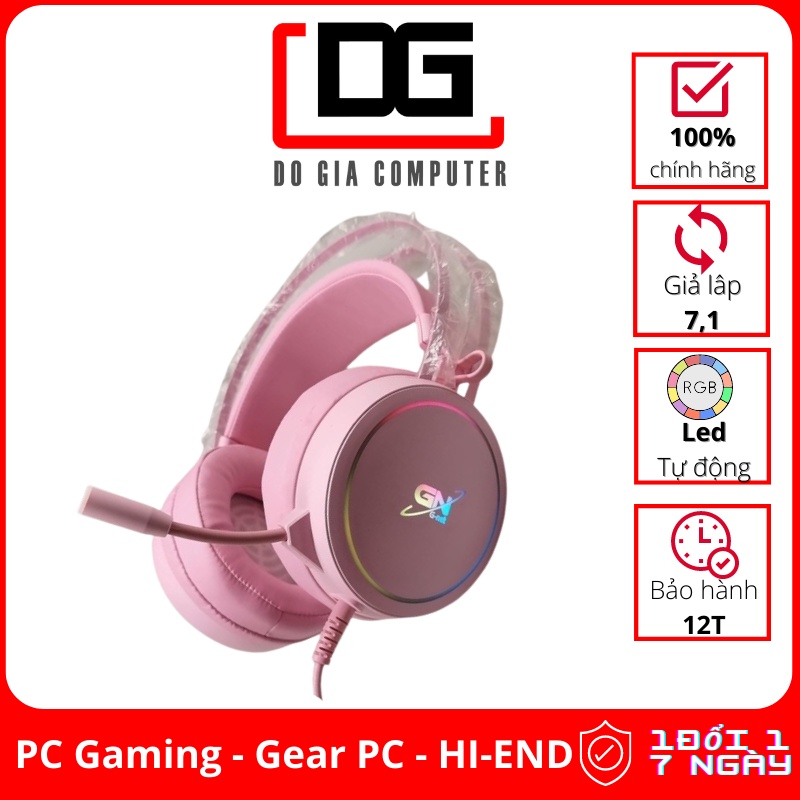 Tai Nghe gaming màu hồng GNet G09 Pink / Black Âm Thanh 7.1 USB LED - Fullbox