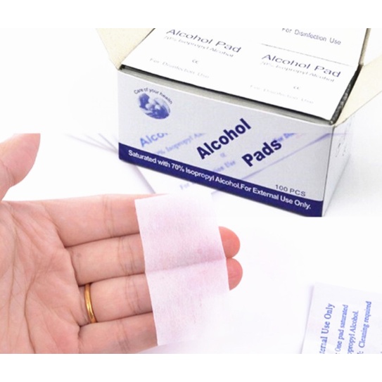 🍉Hộp 100 gói bông tẩm cồn sát trùng, khăn tẩm cồn lau trang sức, lau điện thoại tiện dụng DUASHOP