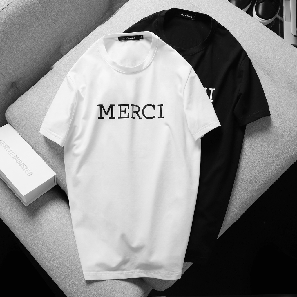 Áo Thun Nam Tay Ngắn Cổ Tròn, Áo Phông Nam Chất Liệu Cotton Họa Tiết Đơn Giản Hình Chữ Merci | BigBuy360 - bigbuy360.vn