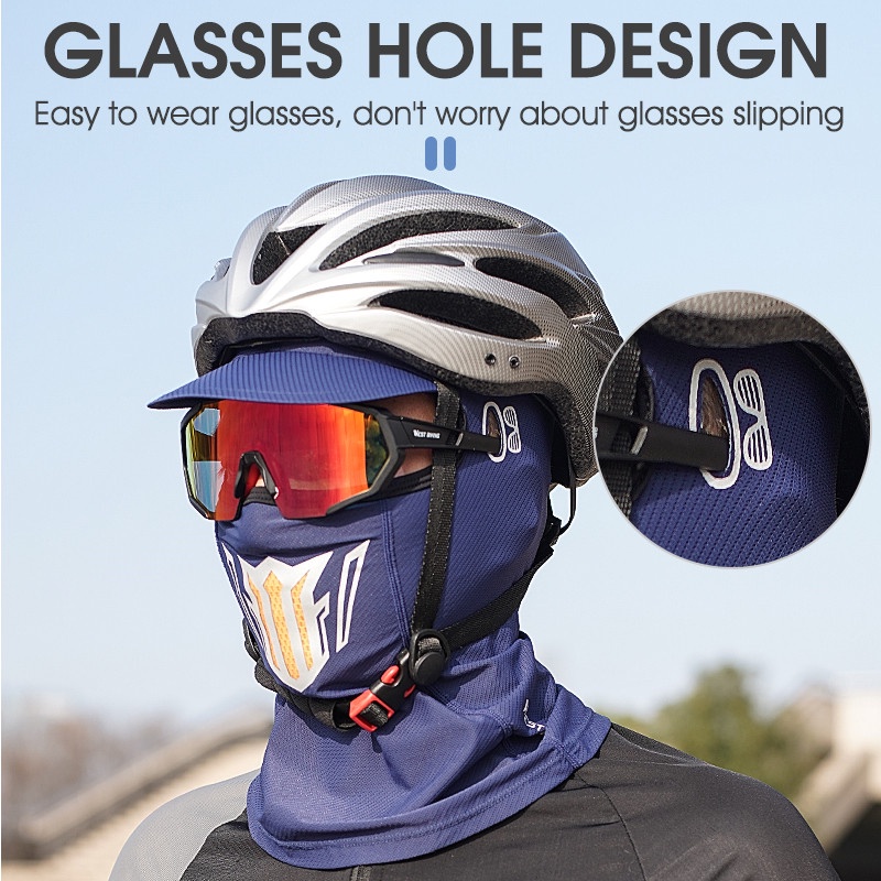 Khẩu trang che mặt WEST BIKING bằng vải lụa lạnh UPF50+ thiết kế lỗ để đeo kính bảo hộ tiện dụng