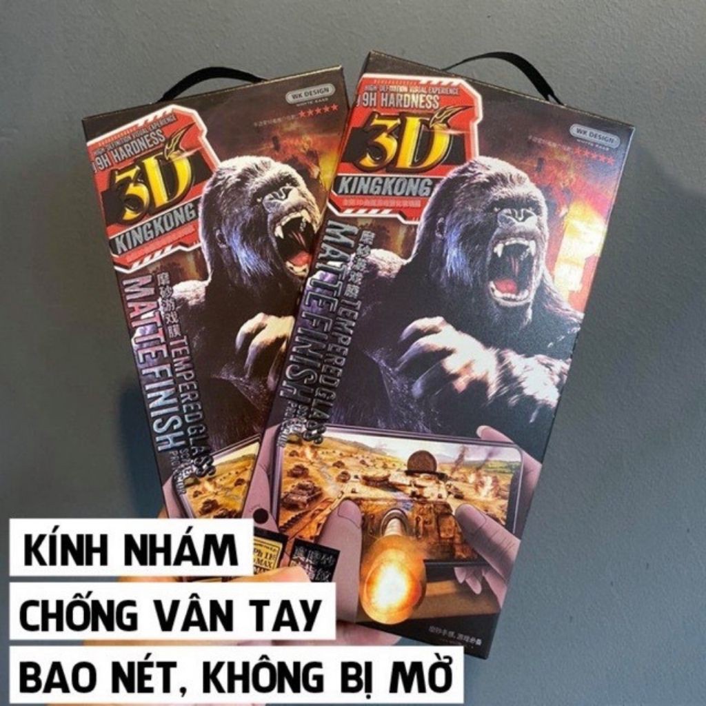 Kính cường lực KINGKONG nhám chống vân tay cho iPhone 13,13 Pro max,12,12 Pro max, 11, chính hãng WK Full màn hình