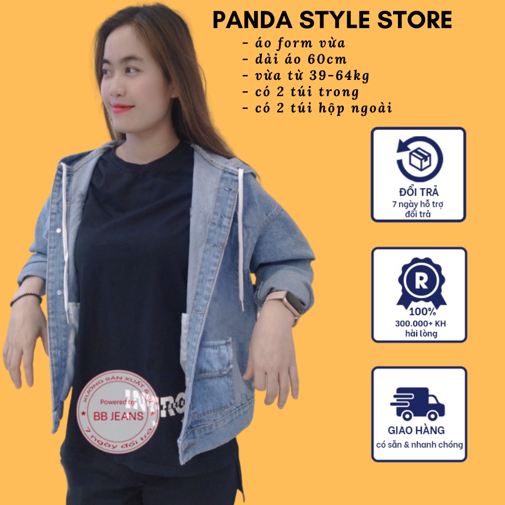 Áo khoác jean nữ Cocktail cao cao cấp form 40-58kg Panda.
