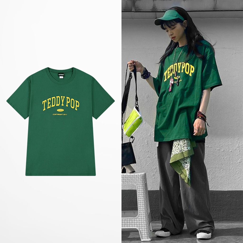 Áo Thun Xanh Rêu Áo Phông In Chữ Teddy 3158 Form Rộng Tay Lỡ Dáng Oversize Nam Nữ Chất Vải Dày Dặn Mặc Mát Mẻ