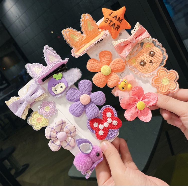 Set 8 Kẹp Tóc Vải Len Thêu Nơ Hoa Xinh Xắn Phong Cách Hàn Quốc Nhiều Màu Vintage Dùng Được Cho Cả Mẹ Và Bé