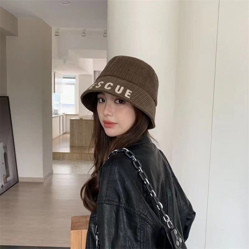 Nón Tai Bèo Nhung Kẻ In Chữ Phong Cách Thời Trang Harajuku