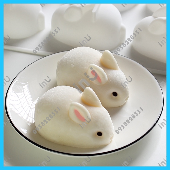 Khuôn silicon thỏ ngọc mẹ 6 con lớn làm rau câu pudding, bánh nướng