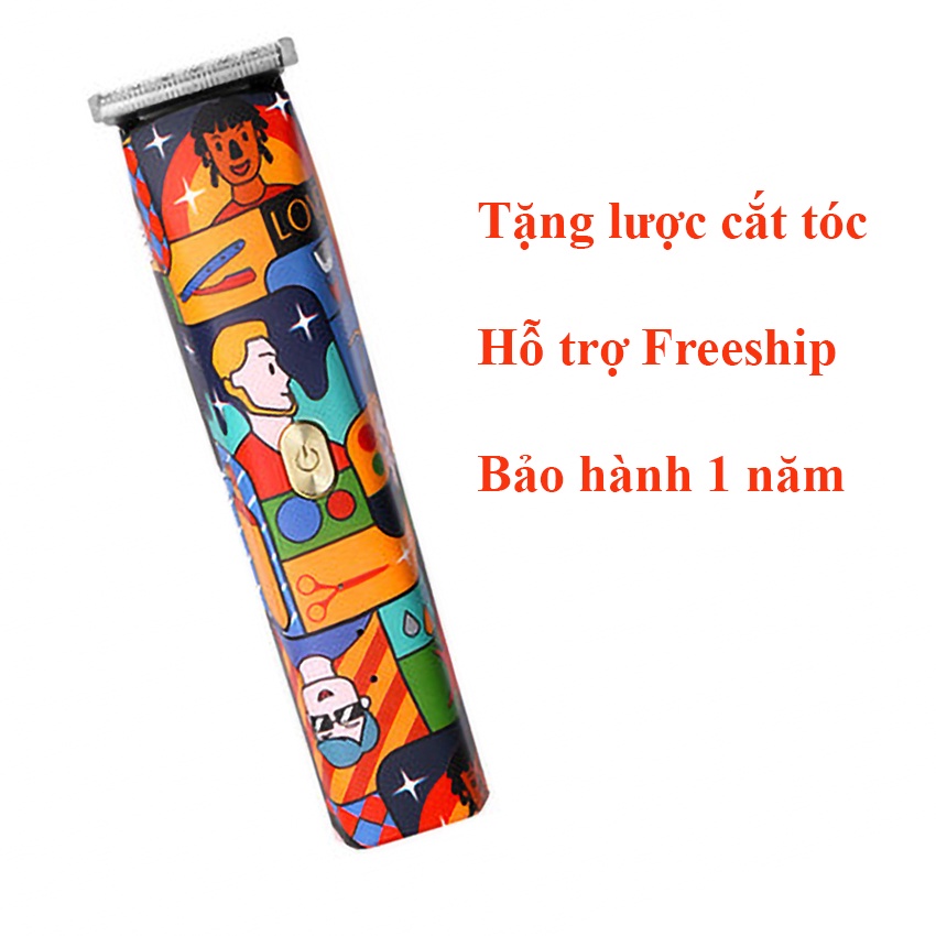 Tông đơ cho bé Kemei km 5017h họa tiết ngộ nghĩnh, lưỡi cắt mạ vàng sắc bén bền bỉ không ồn, tặng lược cắt tóc cao cấp