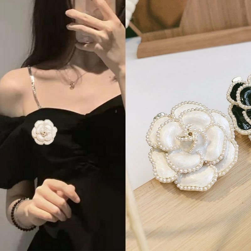 Cài áo ghim cài áo bông hoa trà hai màu chà neo mix đồ siêu đỉnh