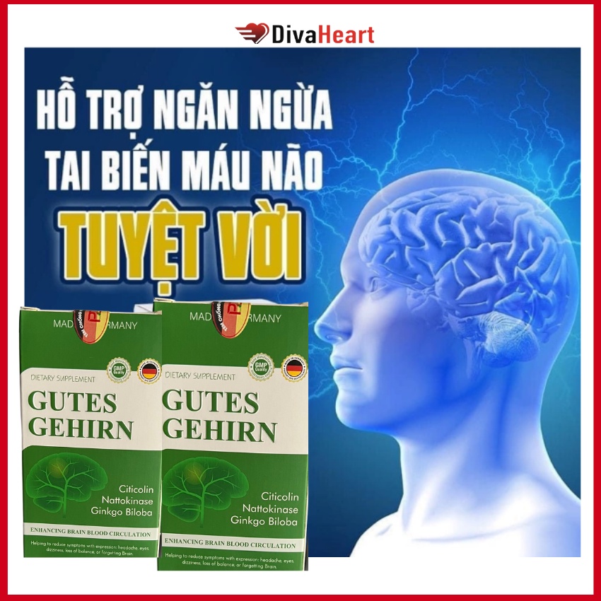 Ginkgo biloba natto Gutes Gehirn 300 mg, viên uống bổ não nhập khẩu chính hãng Đức giảm đột quỵ, tai biến mạch máu não