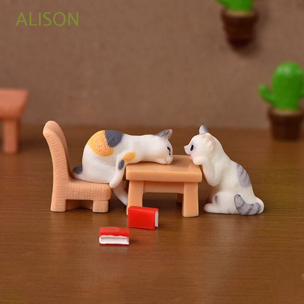 Mô hình mèo nhỏ nhắn bằng nhựa resin thủ công dùng trang trí tiểu cảnh/ nhà búp bê