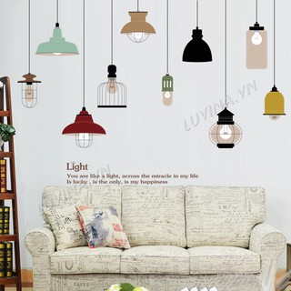 [ĐƠN 200K TẶNG QUÀ SIÊU YÊU]-Decal dán tường LUVINA trang trí phòng khách, phòng ngủ, quán cafe-Tán đèn chữ light