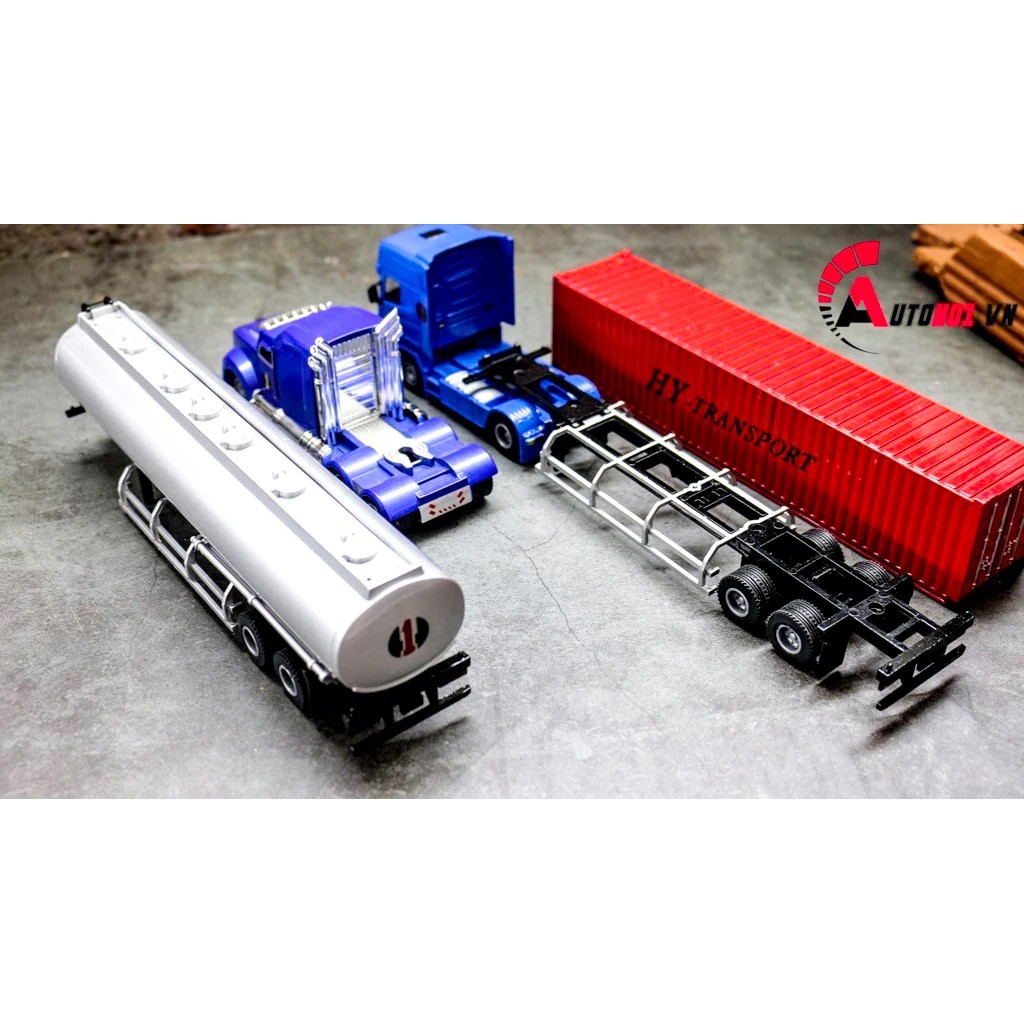 MÔ HÌNH XE TẢI THÙNG NHIÊN LIỆU BLUE 1:50 HUAYI ALLOY 7647