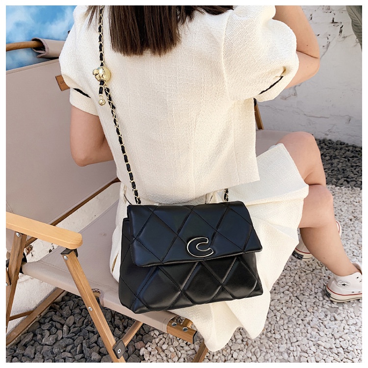 JASMIN NOIR Túi Đeo Chéo Quai Xích Họa Tiết Kẻ Sọc Cho Nữ