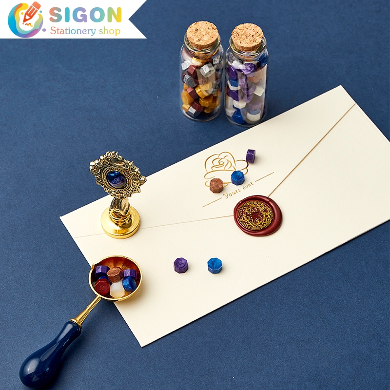 Con Dấu Kim Loại Với Tay Cầm Đính Đá Họa Tiết Bầu Trời Đầy Sao Phong Cách Vintage