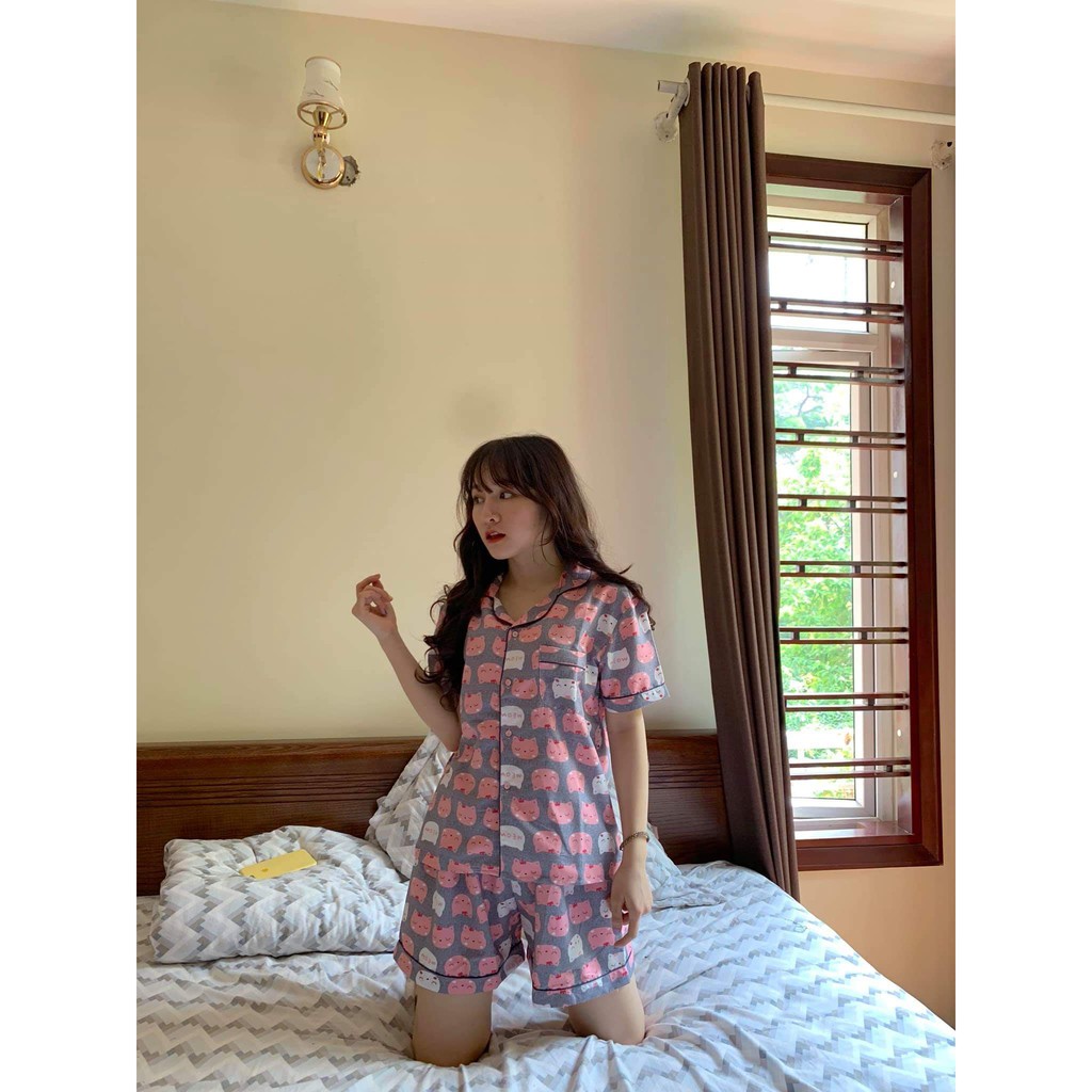 Bộ ngủ quần cộc áo cộc pijama kate thái cực hot hit bộ pyjama bộ pizama | BigBuy360 - bigbuy360.vn