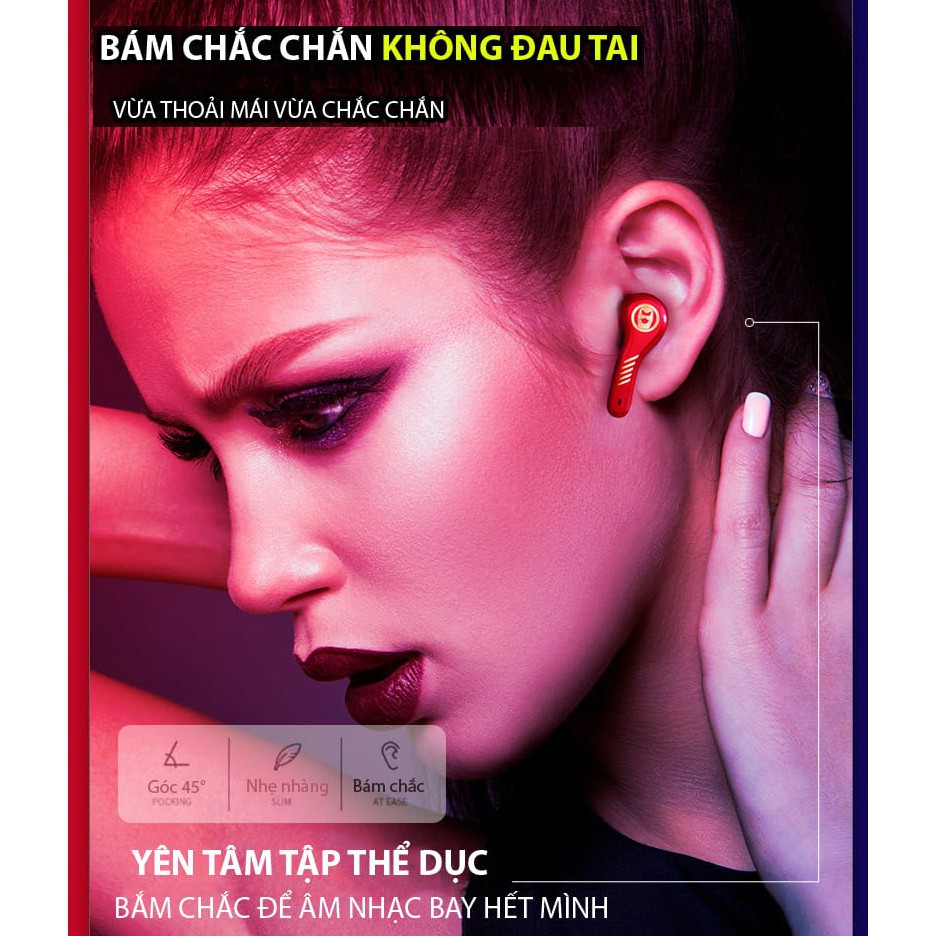 Tai nghe không dây Bluetooth T5 chính hãng MARVEL - Chất âm tuyệt đỉnh - Mic siêu nhạy