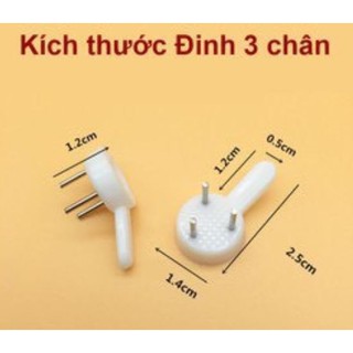 Combo 5 đinh ghim 3 chấu treo khung tranh chịu lực 3kg/ Combo 5 pins 3-pin hanging picture frame bearing 3kg