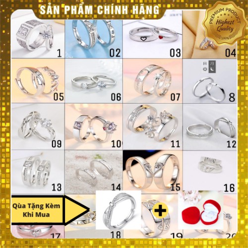 Nhẫn đôi bạc s925 nhẫn cặp nhẫn đôi tình yêu(TẶNG HỘP QUÀ TRÁI TIM) + TẶNG 1 NHẪN BẠC NỮ S925 ĐÍNH ĐÁ