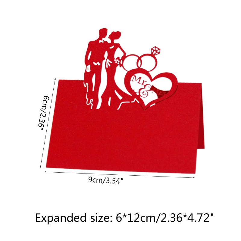 Thẻ Tên Để Bàn Tiệc Cưới Hình Trái Tim Phong Cách kiss MRS